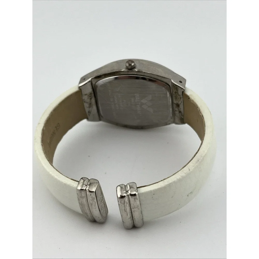 Waltham Watch Women 30mm Silver Case Crystal Bezel White Bangle Band New Battery